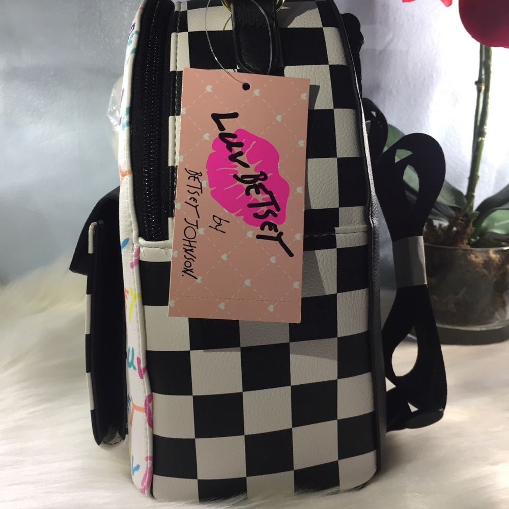 Betsey Johnson Small Rainbow Checkered Backpack 🌈 - Picture 4 of 8
